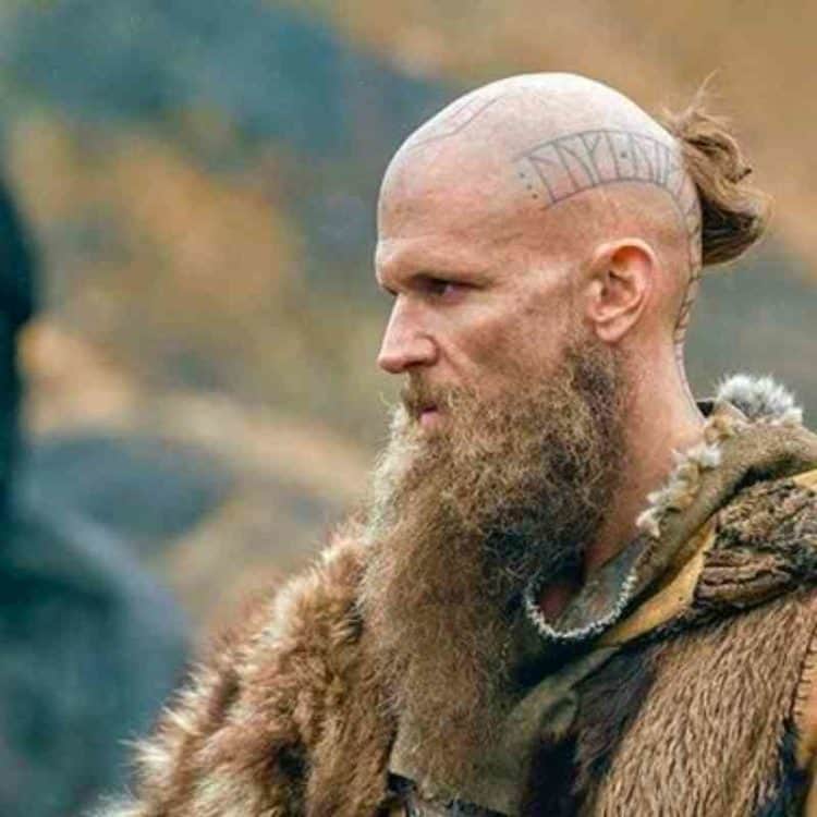 Viking Shaved Bald with Ponytail
