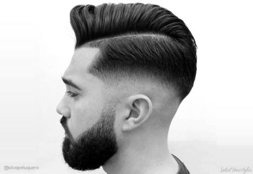 Comb Over Hairstyle paired with a Full Beard.