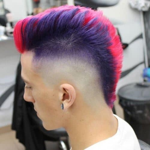 dyed mohawk fade