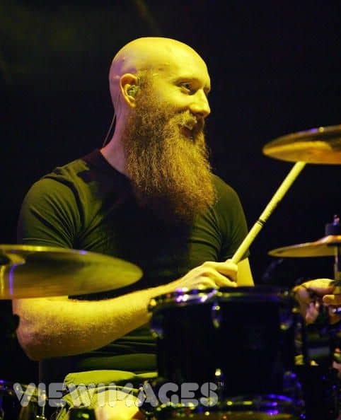 Justin Foley rockin' the bald and beard look.